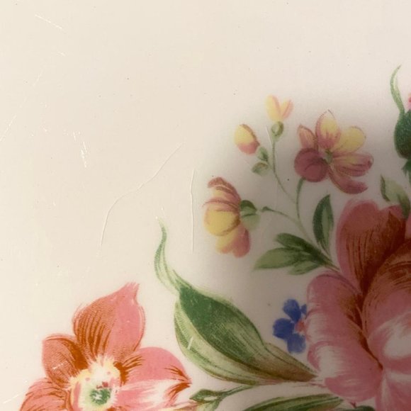 Vintage Bridal Bouquet By Stetson 22 kt Gold Scalloped Edge Round Platter - Picture 8 of 8